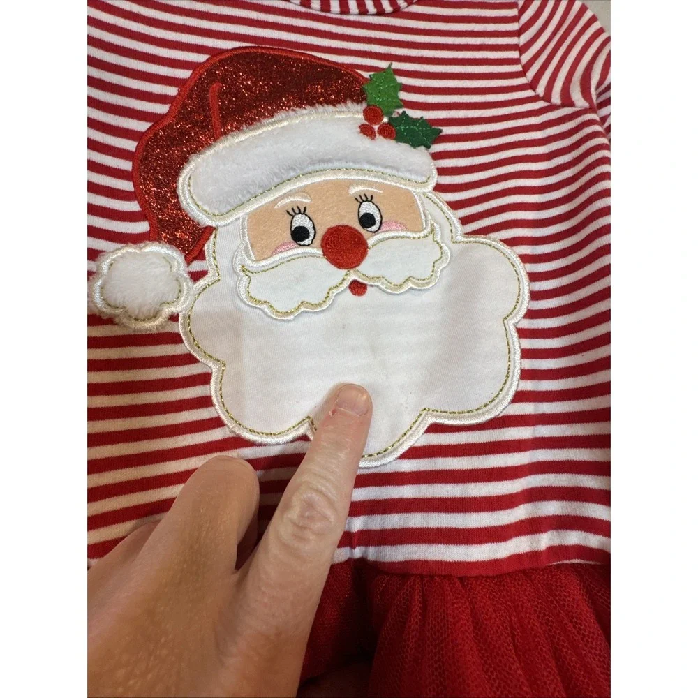 Emily Rose Christmas Dress Girls Sz 2T Santa Claus Tulle Tutu Red White‎ Striped